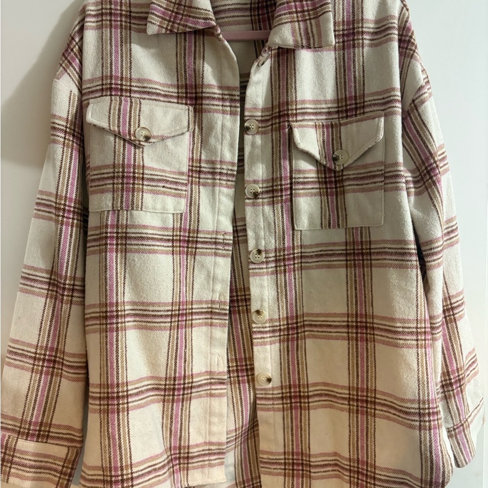 Pink Lily Plaid Button-Up Shirt